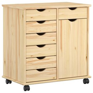 vidaXL Rolling Kast 63,5 x 39 x 65,5 cm Massief Vurenhout Bruin