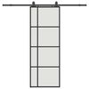 vidaXL Schuifdeur met beslagset 76x205 cm ESG glas zwart