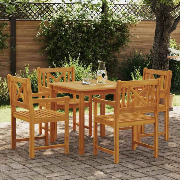 vidaXL Tuin eettafelset 5 pcs Bruin Massief acaciahout