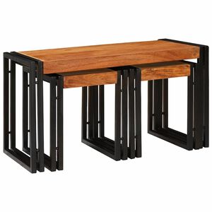 vidaXL Nesttafel 3 st Bruin en zwart 82 x 40 x 45 cm