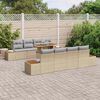 vidaXL Tuin Sofa Set met kussen met opslag 9 pcs Beige Poly riet