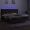 vidaXL Boxspring met matras en LED stof donkerbruin 200x200 cm