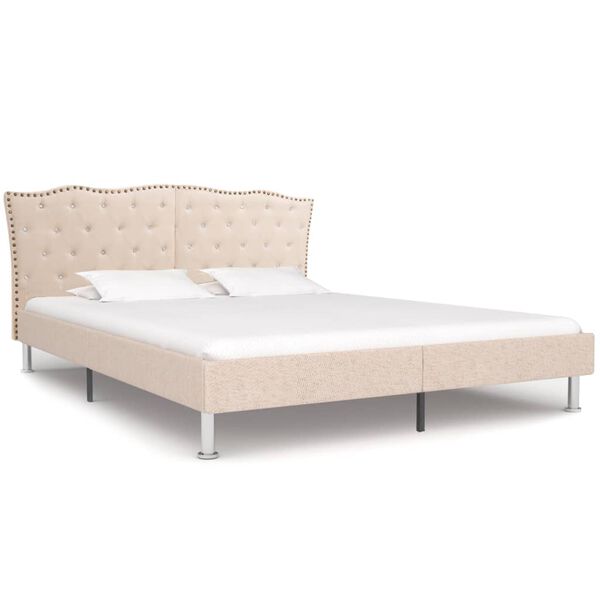 vidaXL Bedframe stof beige 160x200 cm