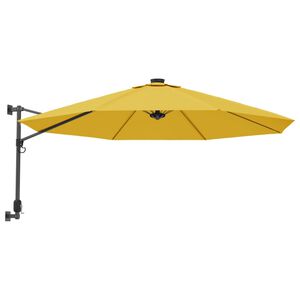 vidaXL Wandparasol met LEDs 290 cm geel