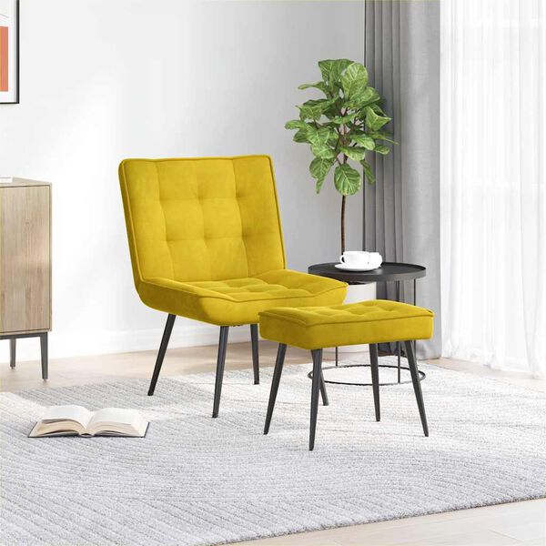 vidaXL Relaxstoel met voetenbank fluweel geel