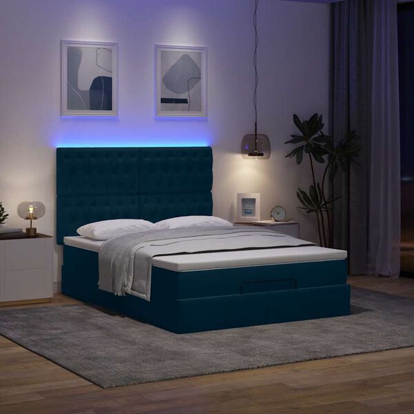 vidaXL Ottoman bed met matrassen en LED's 140x190cm fluweel