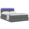 vidaXL Opbergbed met LED met matras Donkergrijs 140 x 190 cm Stof
