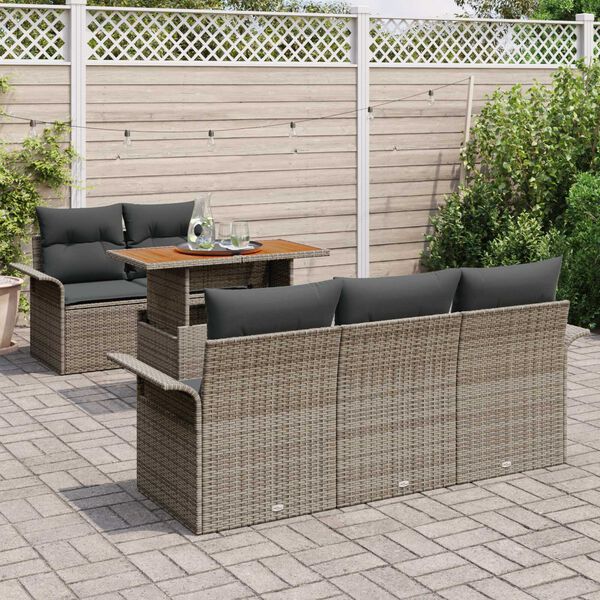 vidaXL Tuin Sofa Set met kussen 6 pcs Grijs