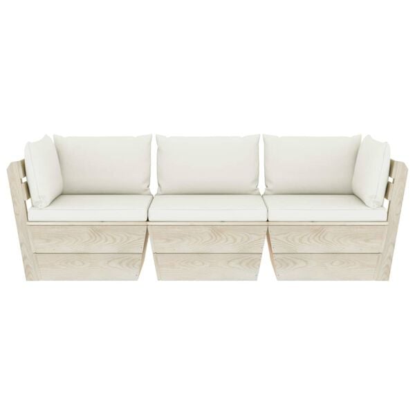 vidaXL Tuinbank 3-zits met kussens pallet vurenhout