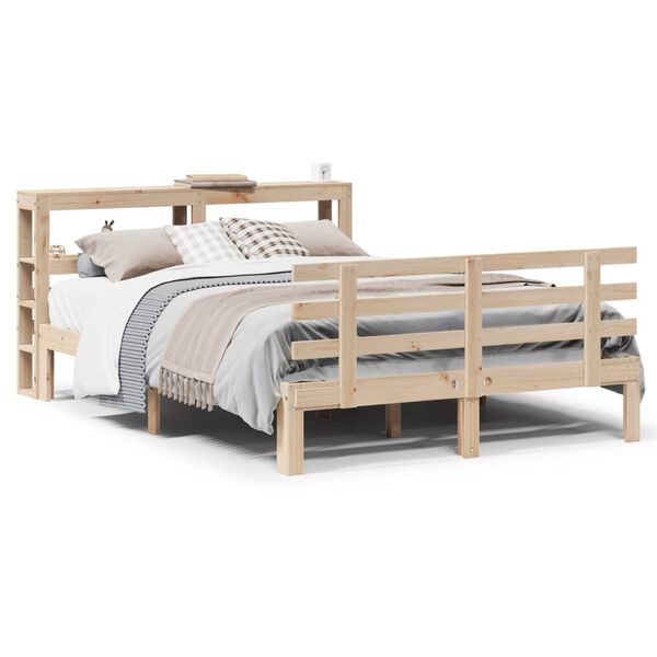 vidaXL Bedframe met hoofdbord massief grenenhout 120x200 cm