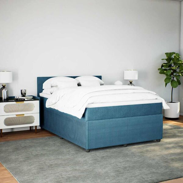 vidaXL Boxspring met matras fluweel blauw 160x200 cm