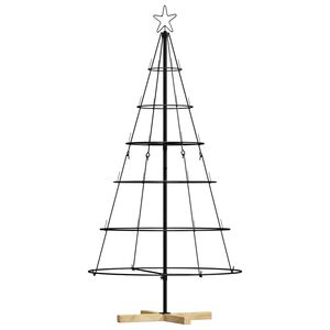 vidaXL Kerst Cone Boom met standaard Zwart 150 cm Staal