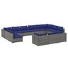 vidaXL 13-delige Loungeset met kussens poly rattan grijs