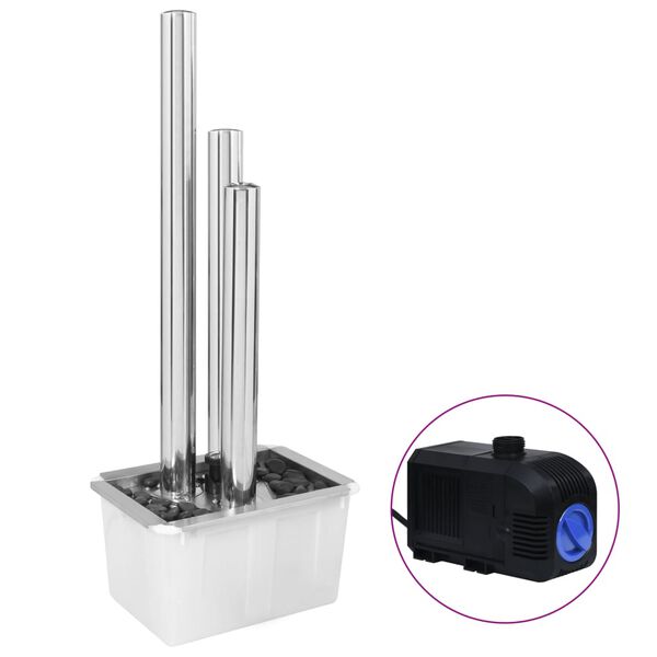 vidaXL Tuinfontein 48x34x123 cm roestvrij staal zilverkleurig