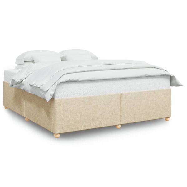 vidaXL Bedframe zonder matras stof cr&egrave;mekleurig 200x200 cm