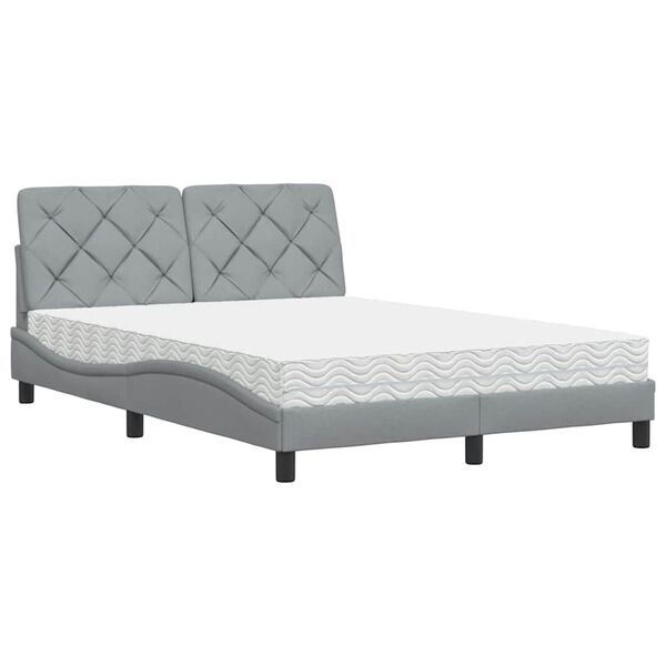 vidaXL Bed met matras stof lichtgrijs 140x190 cm