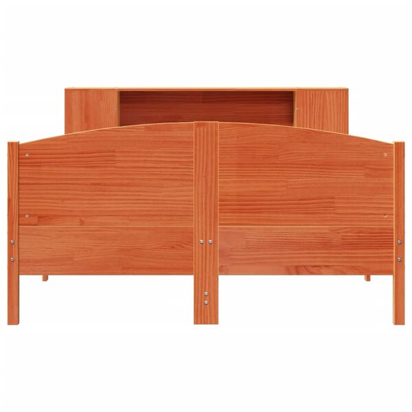 vidaXL Bed met boekenkast zonder matras grenenhout wasbruin 160x200 cm