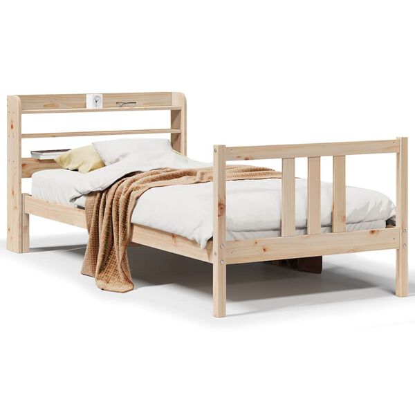 vidaXL Bedframe met hoofdbord massief grenenhout 75x190 cm
