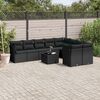 vidaXL 10-delige Loungeset met kussens poly rattan zwart