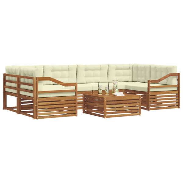 vidaXL Buiten bankenset met kussen 7 pcs Natuurlijk en Cr&egrave;me