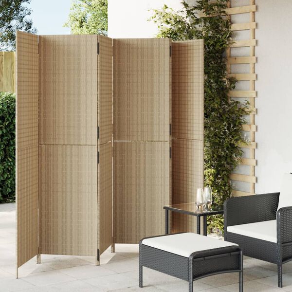 vidaXL Kamerscherm 6 panelen poly rattan beige