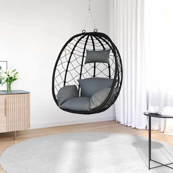 vidaXL Hangende ei-stoel Antraciet 91.5 x 60 x 110 cm poly rattan