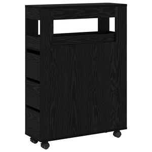 vidaXL Badkamermeubelset 65 x 23 x 87 cm Bewerkt hout Zwart Eiken