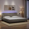 vidaXL Bedframe met LED zonder matras "Hvar" 200x200 cm stof taupe