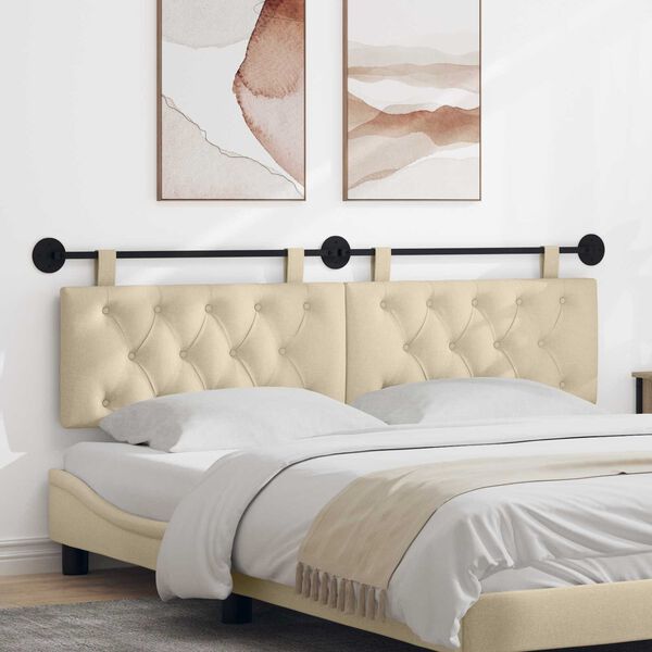 vidaXL Hangend Hoofdeinde Wandgemonteerd Cr&egrave;me 190 x 55 x 7 cm Stof