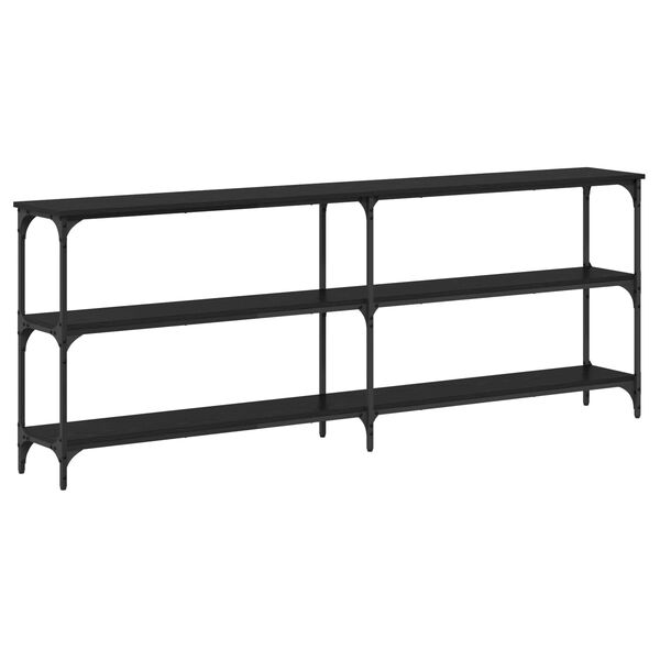 vidaXL Wandtafel Zwart eiken 200 x 29 x 75 cm Geperst Hout en Metaal