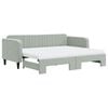 vidaXL Slaapbank onderschuifbed matrassen 90x200 cm fluweel lichtgrijs