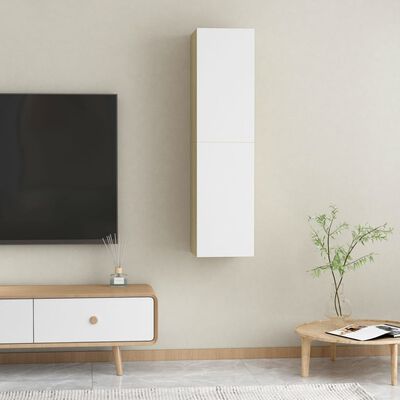vidaXL Tv-meubelen 2 st 30,5x30x60 cm bewerkt hout wit en sonoma eiken