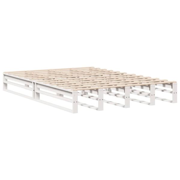 vidaXL Bedframe zonder matras massief grenenhout wit 135x190 cm