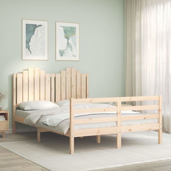 vidaXL Bedframe met hoofdbord massief hout
