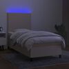 vidaXL Boxspring met matras en LED stof cr&egrave;mekleurig 80x200 cm