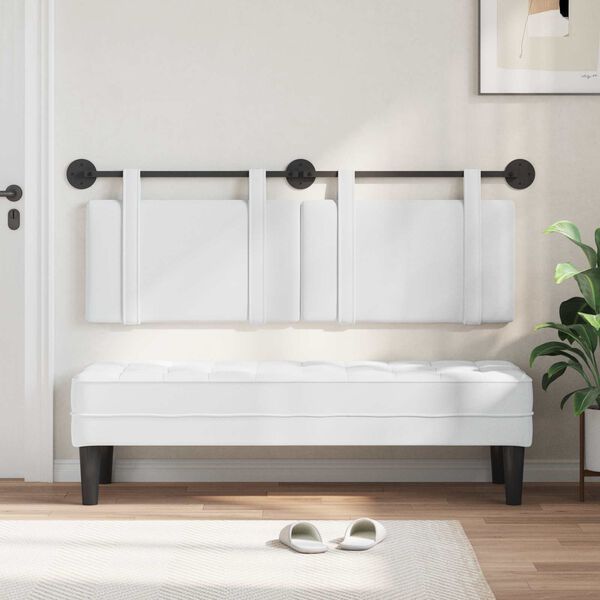 vidaXL Hangend Hoofdeinde Wandgemonteerd Wit 130 x 55 x 5 cm Stof