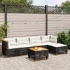 vidaXL 6-delige Loungeset met kussens poly rattan zwart