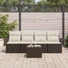 vidaXL Tuin Sofa Set met kussen 5 pcs Bruin en Crème poly rattan