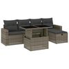 vidaXL 6-delige Loungeset met kussens poly rattan grijs
