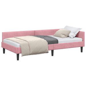 vidaXL Hoekbedframe met hoofdeinde Roze 80 cm x 200 cm VelvetenPlywood
