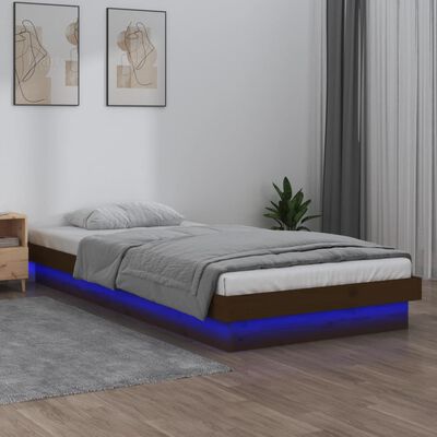 vidaXL Bedframe LED massief hout honingbruin 75x190 cm
