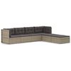 vidaXL 6-delige Loungeset met kussens poly rattan grijs