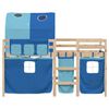vidaXL Kinderhoogslaper met tunnel 90x200 cm massief grenenhout blauw