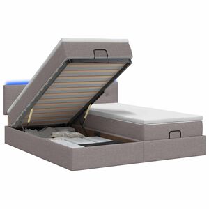 vidaXL Ottoman Bed met Matrassen en LED Taupe 180 x 200 cm Stof