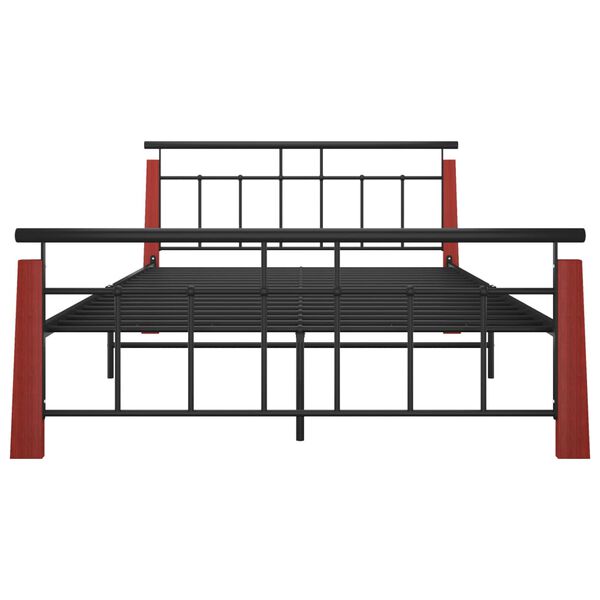 vidaXL Bedframe metaal en massief eikenhout 140x200 cm