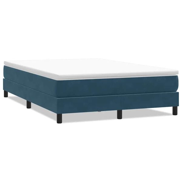 vidaXL Boxspring zonder matras fluweel donkerblauw 160x220 cm