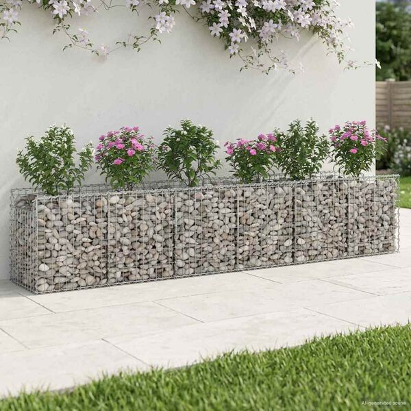 vidaXL Gabion Verhoogd Bed 2 pcs Zilver 300 x 50 x 60 cm