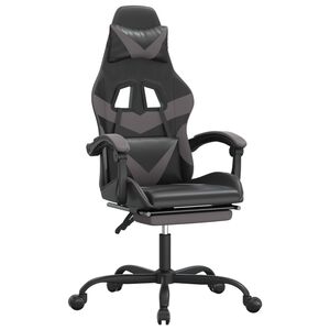 vidaXL Gamestoel met voetensteun kunstleer zwart en grijs