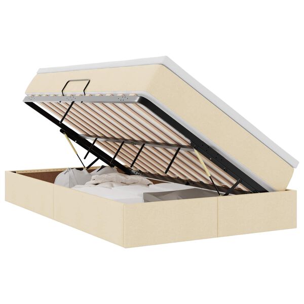 vidaXL Opbergbed met matras met matras Crème 120 x 200 cm Polyester