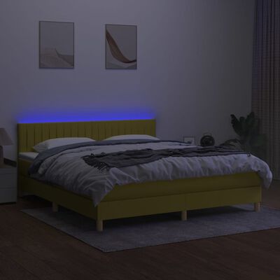 vidaXL Boxspring met matras en LED stof groen 160x200 cm